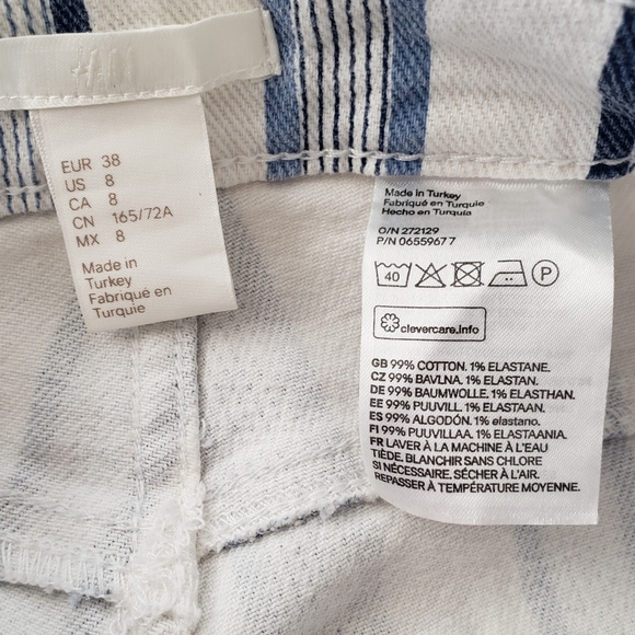 H&M Ankle Length Twill Pants blue white size 8 - Picture 10 of 10